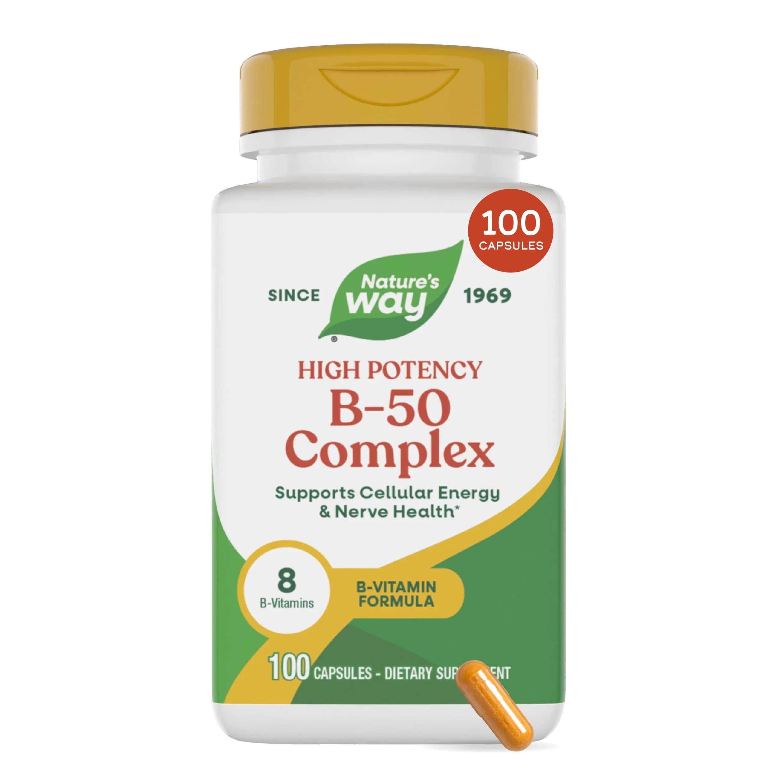 Nature's Way B-50 Complex Supports Cellular Energy & Nerve Health 100 Capsules | Gluten Free - main product image