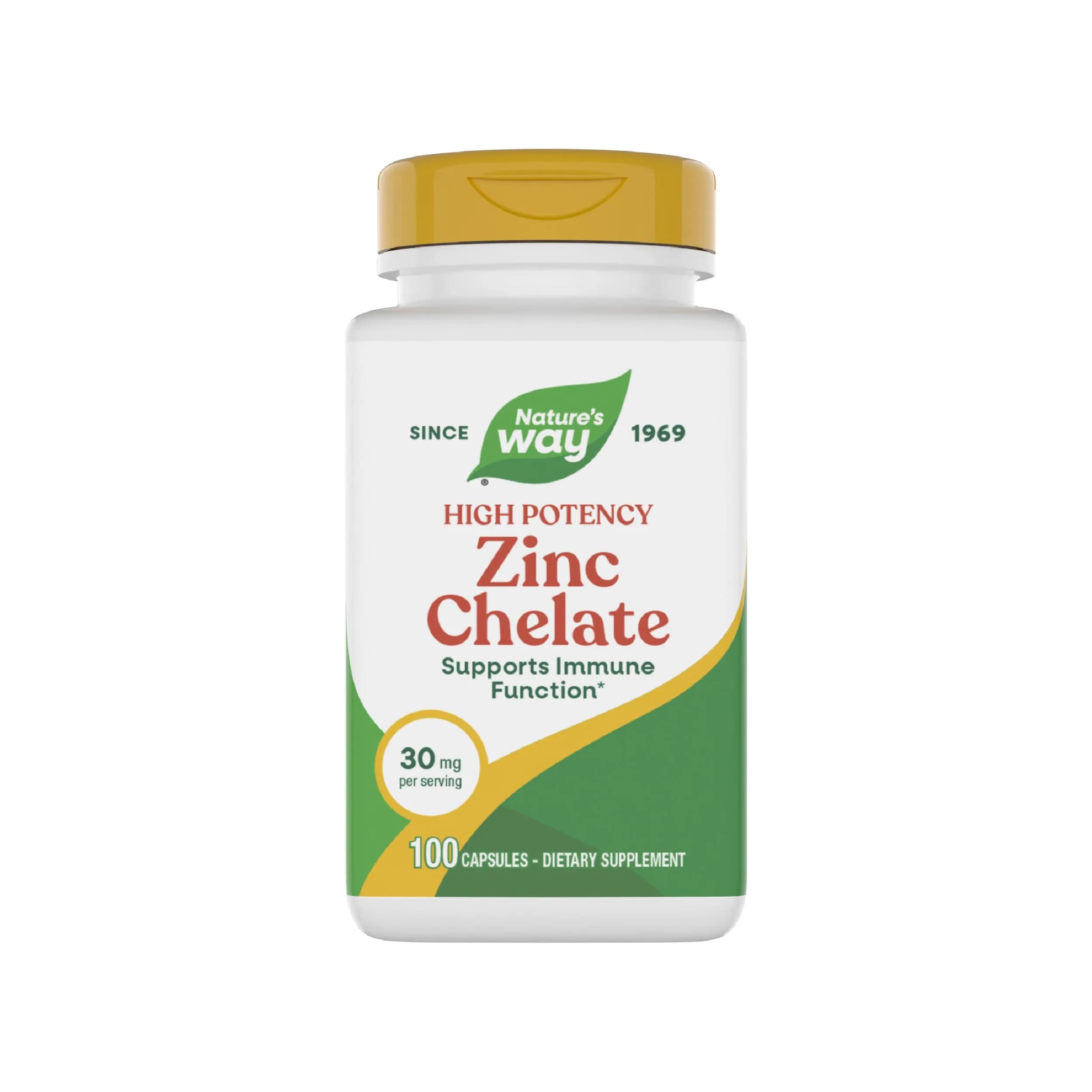 Nature's Way Zinc Chelate Mineral Supplement 30 mg 100 Capsules | Supports Immune Function