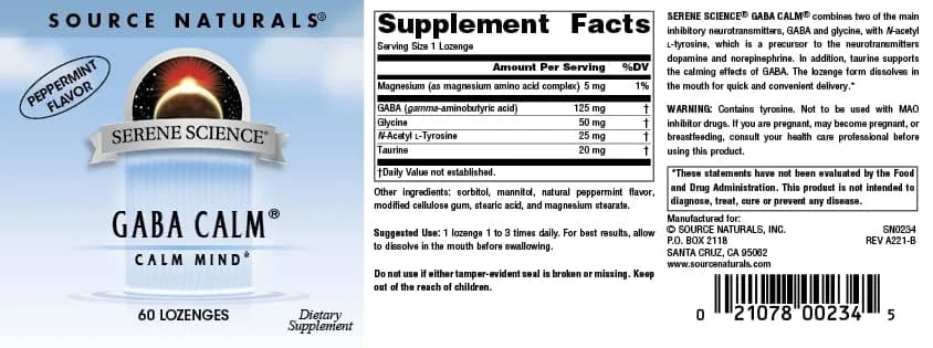 Source Naturals Serene Science GABA Calm Mind - 60 Lozenges | Supports Calm Mood with GABA & Taurine thumbnail 5