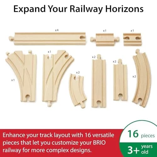 BRIO World Expansion Pack Intermediate - Wooden Train Tracks with Switches | Grow Railway System thumbnail 2