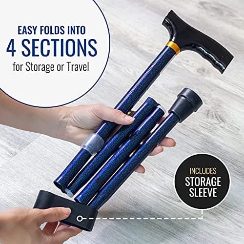 DMI Designer Folding Cane Blue Ice | Adjustable 33-37 Inch | 11.5" Folded thumbnail 5