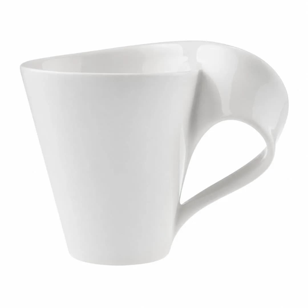 Villeroy & Boch NewWave Caffe Coffee Mug, Creamy White, 8 oz | Modern asymmetrical wave design - main product image