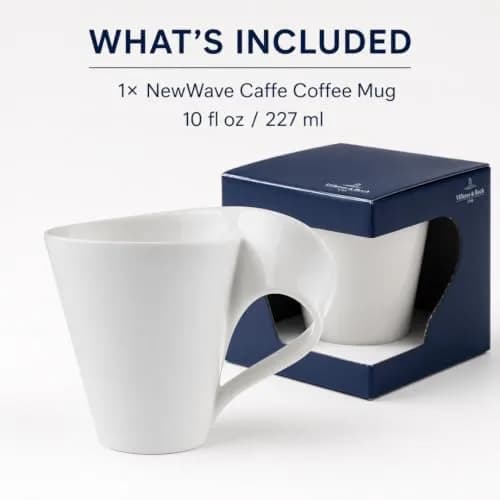 Villeroy & Boch NewWave Caffe Coffee Mug, Creamy White, 8 oz | Modern asymmetrical wave design thumbnail 4