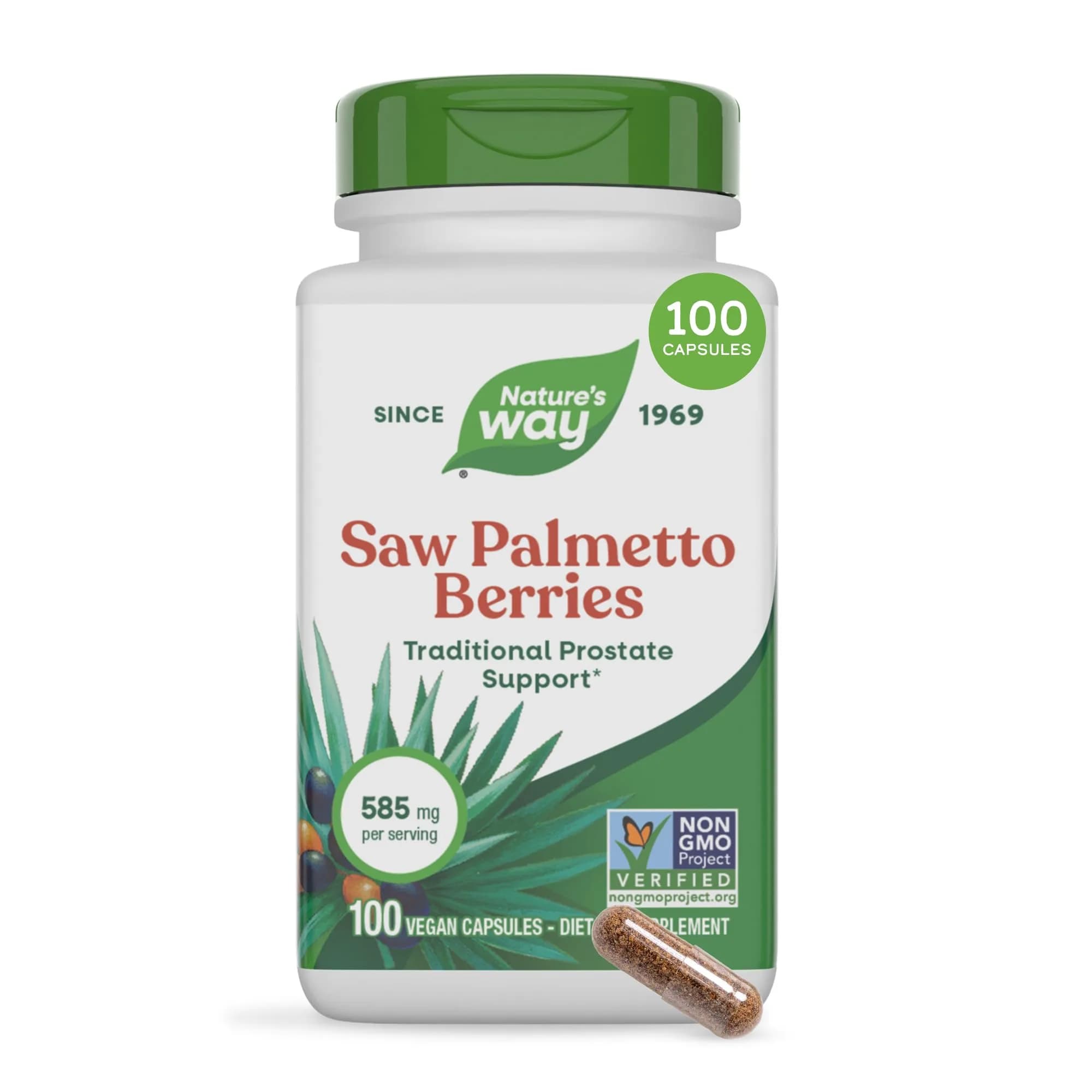 Nature's Way Saw Palmetto Berries Herbal Supplement 100 Count | Traditional Prostate Support