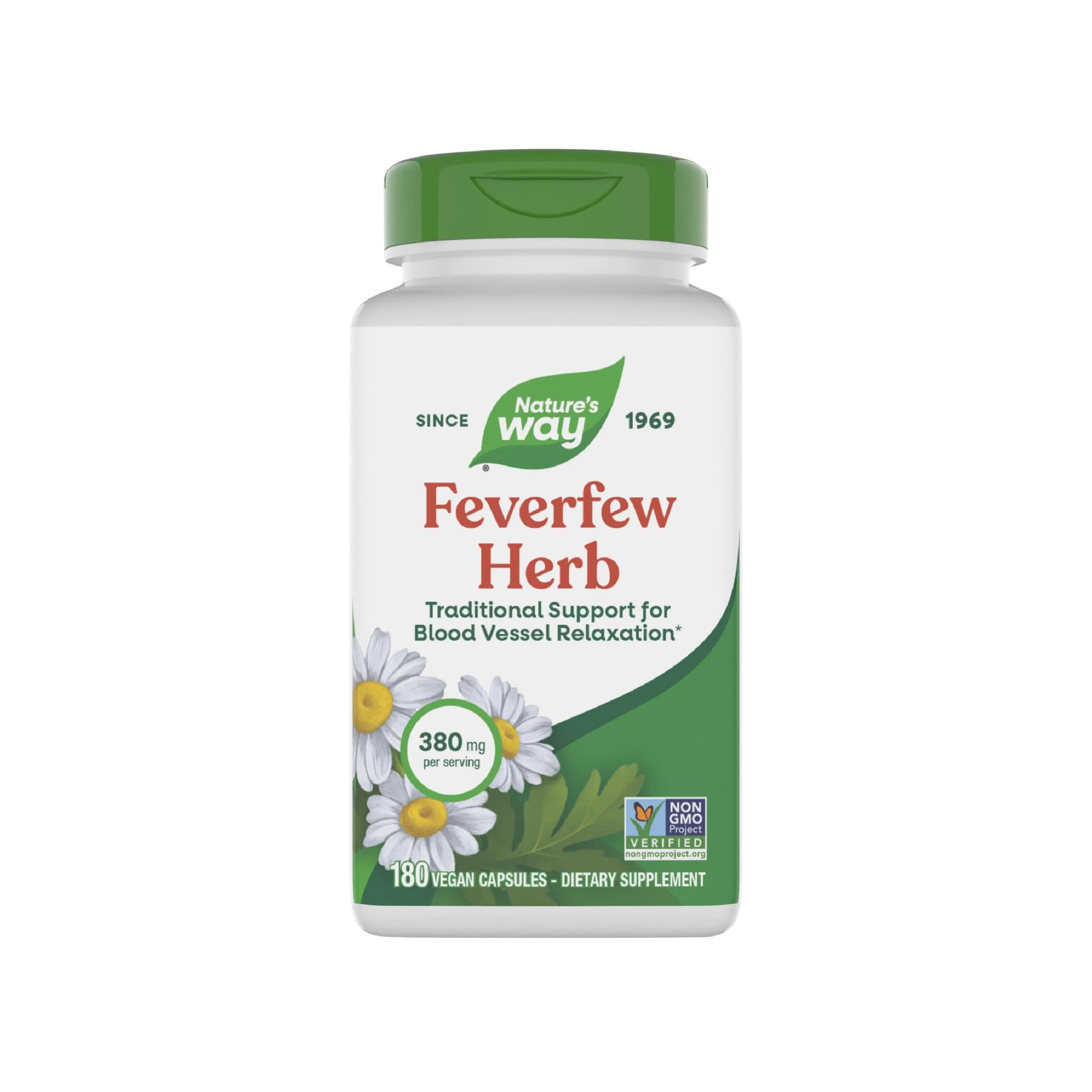 Nature's Way Feverfew Herb Capsules 380 mg (180 Count) | Traditional Support for Blood Vessel Relaxation