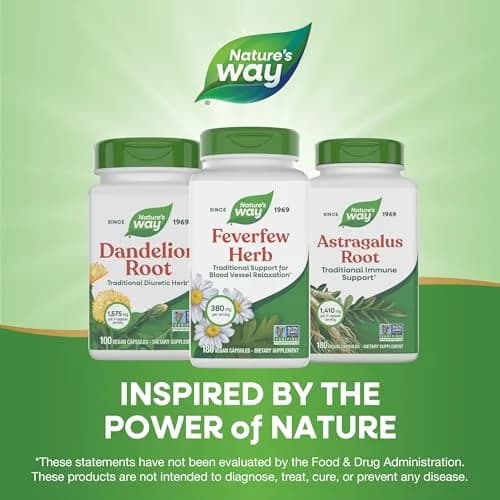 Nature's Way Feverfew Herb Capsules 380 mg (180 Count) | Traditional Support for Blood Vessel Relaxation thumbnail 7