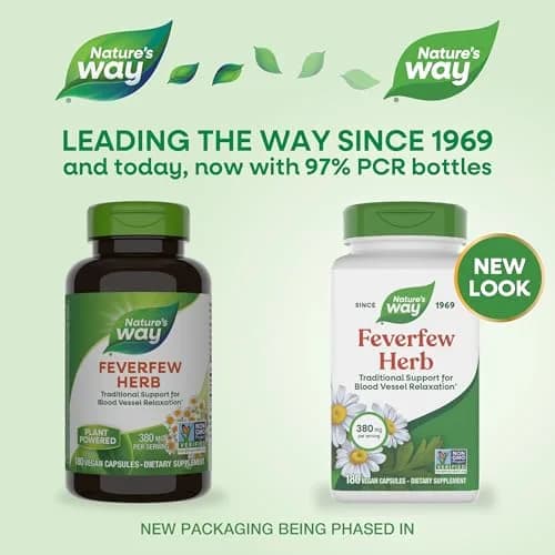 Nature's Way Feverfew Herb Capsules 380 mg (180 Count) | Traditional Support for Blood Vessel Relaxation thumbnail 2