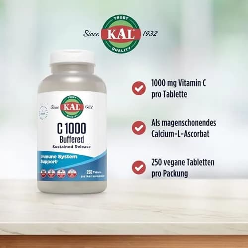 KAL C 1000 Buffered Sustained Release Vitamin C Tablets 1000mg 250 Count | Immune Support Powerhouse thumbnail 3