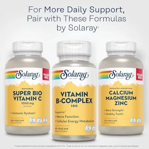 SOLARAY Vitamin B Complex 100mg | Vegan Capsules for Energy & Nerve Support (50 VegCaps) thumbnail 6