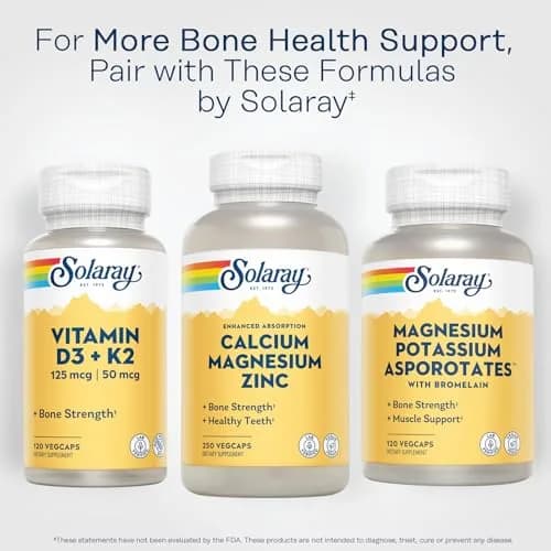 SOLARAY Calcium Magnesium Zinc Supplement - 1000mg Calcium, 500mg Magnesium, 25mg Zinc thumbnail 6