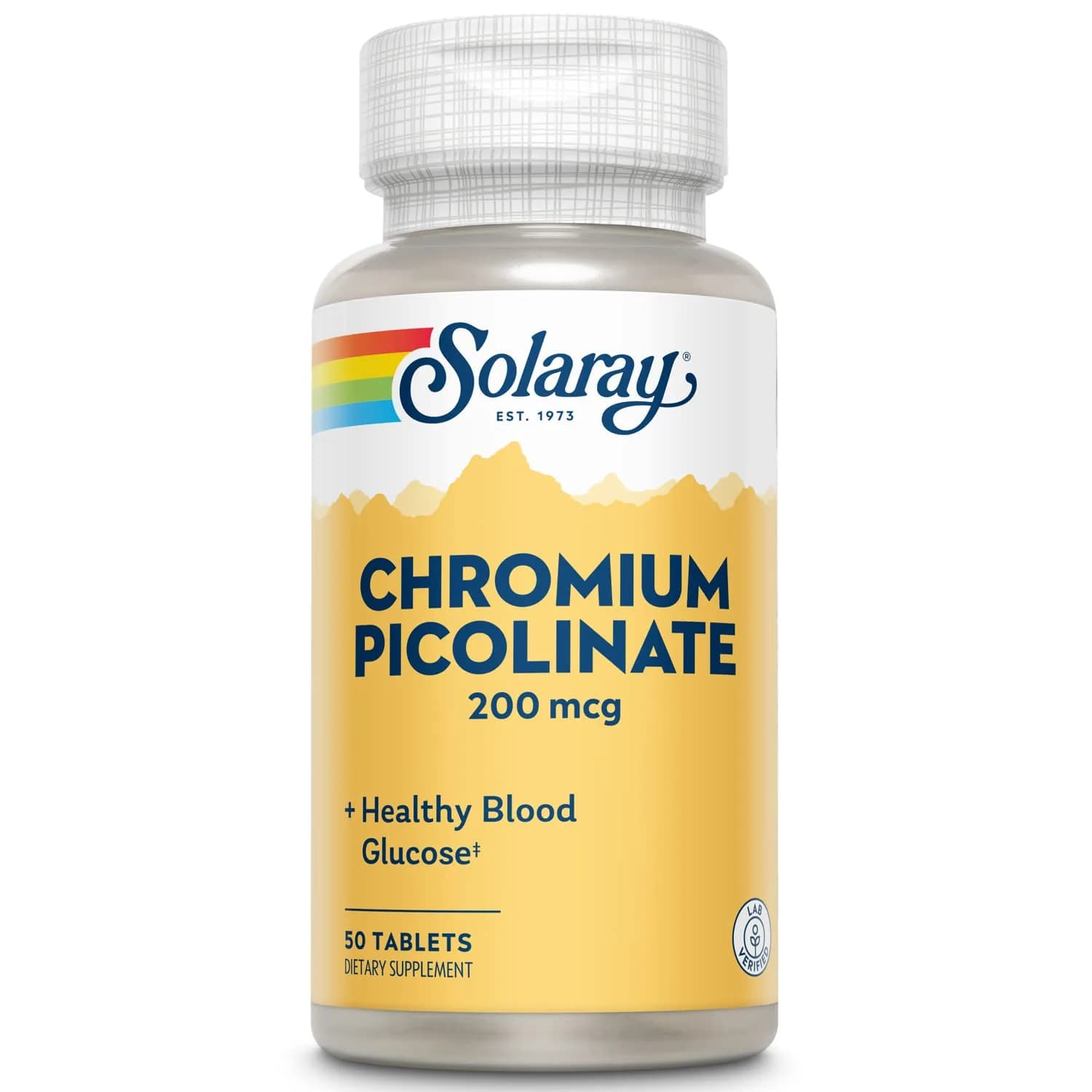 Solaray Chromium Picolinate Tablets 50ct | 200mcg Unflavored Mineral Supplement