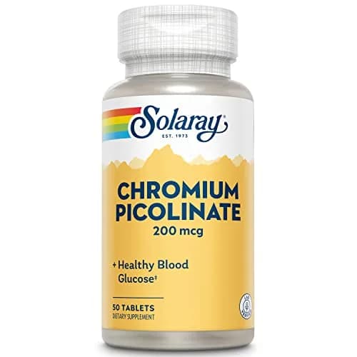 Solaray Chromium Picolinate Tablets 50ct | 200mcg Unflavored Mineral Supplement thumbnail 1