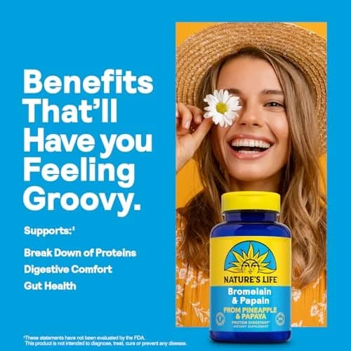 Nature's Life Bromelain & Papain | Digestive Enzymes from Pineapple & Papaya | 250mg | 100 Vegetarian Capsules thumbnail 3