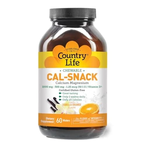 Country Life Cal-Snack Calcium Magnesium with Vitamin D, 60 Wafers | Gluten-Free Vegan Supplement for Adults thumbnail 1
