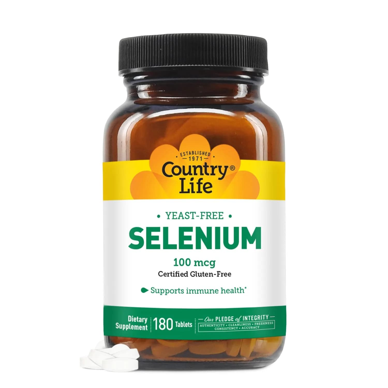 Country Life Selenium 100 mcg Yeast-Free Tablets 180 Count | Supports Immune Health & Acts as Antioxidant - main product image