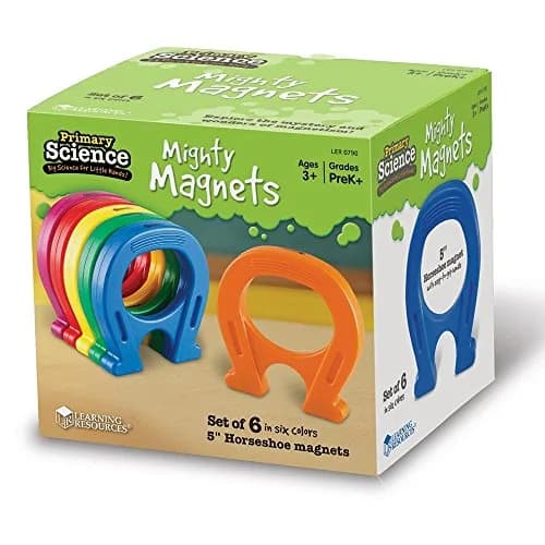Learning Resources Primary Science Mighty Magnets, Set of 6 | Colorful Horseshoe Magnets for Kids 5+ thumbnail 1