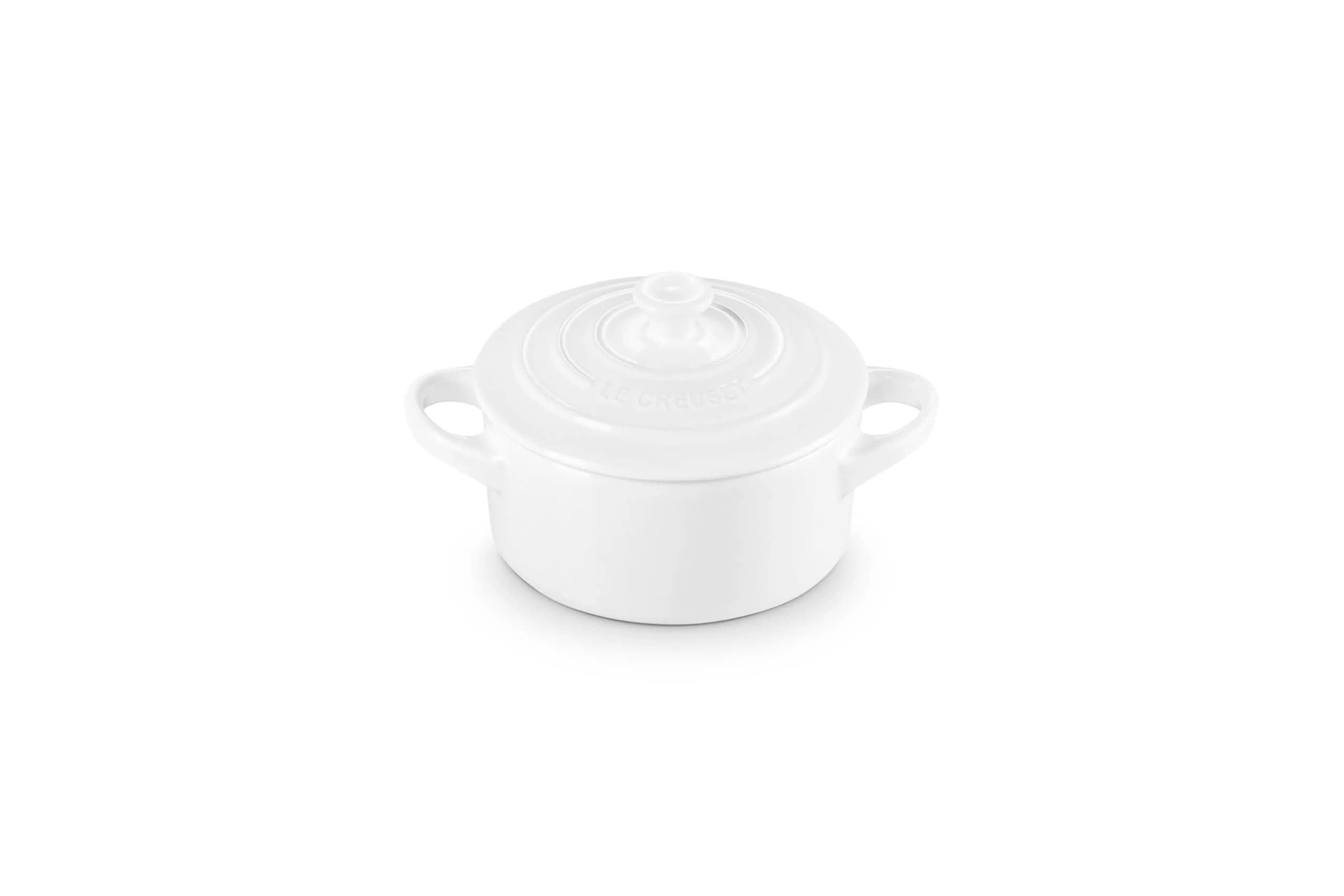 Le Creuset Stoneware Mini Round Cocotte 8 oz. White | Elegant, Versatile & Durable - main product image