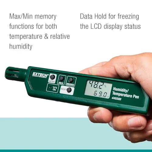 Extech Humidity and Temperature Pen, Compact Dual LCD, Fast Sensor thumbnail 6