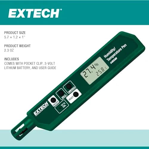 Extech Humidity and Temperature Pen, Compact Dual LCD, Fast Sensor thumbnail 7