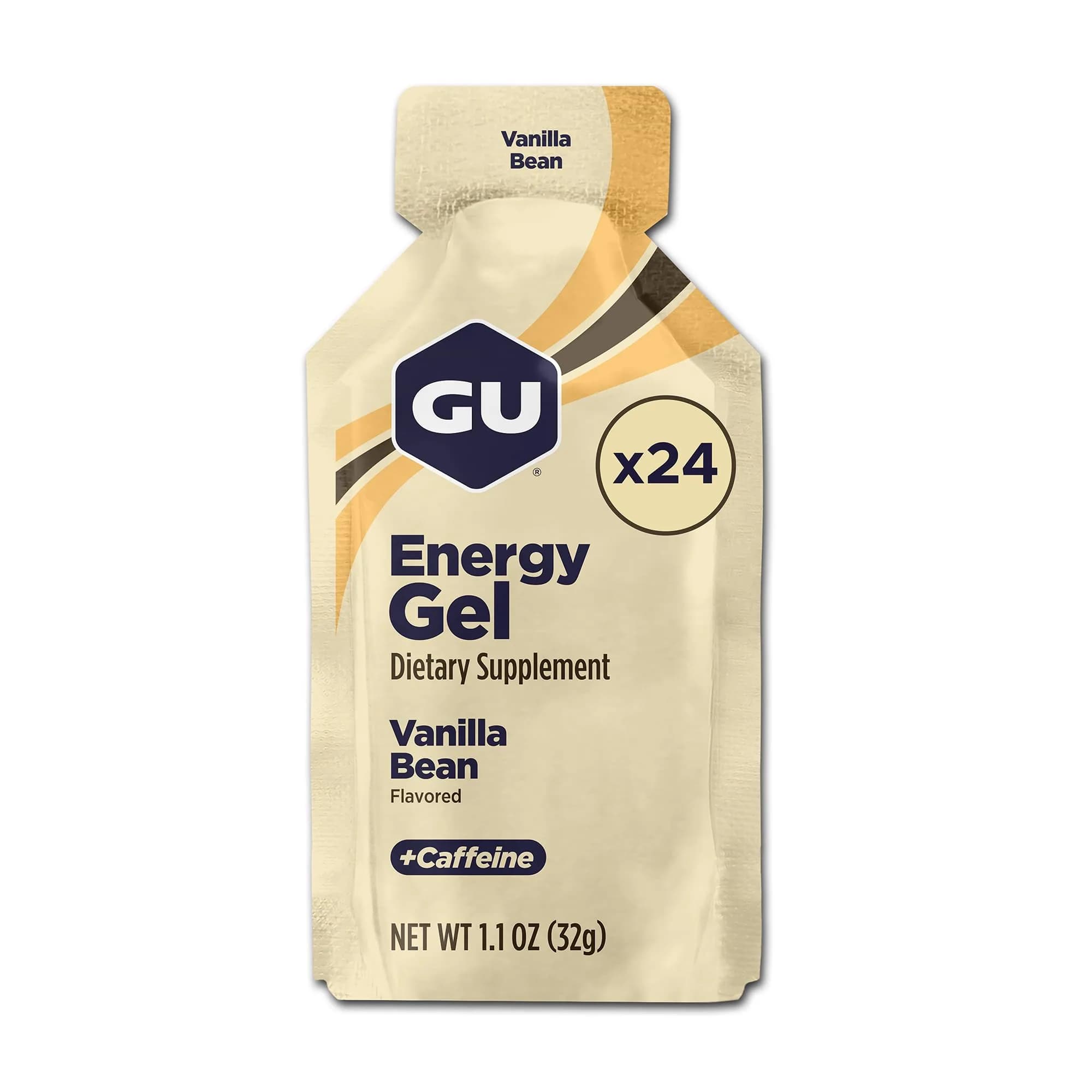 GU Energy Original Sports Nutrition Energy Gel Vanilla Bean 24 Count (1.5 lb / 680 g) | Dual Source Energy for Athletes