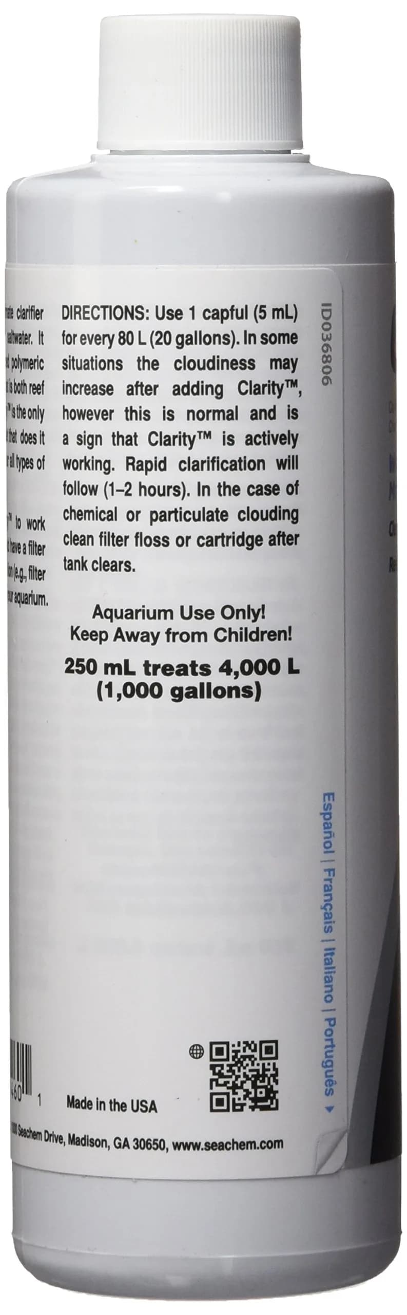 Seachem Clarity Water Clarifier 250ml (8.45 Fl Oz) | Clears All Clouding for Marine & Freshwater Tanks thumbnail 3