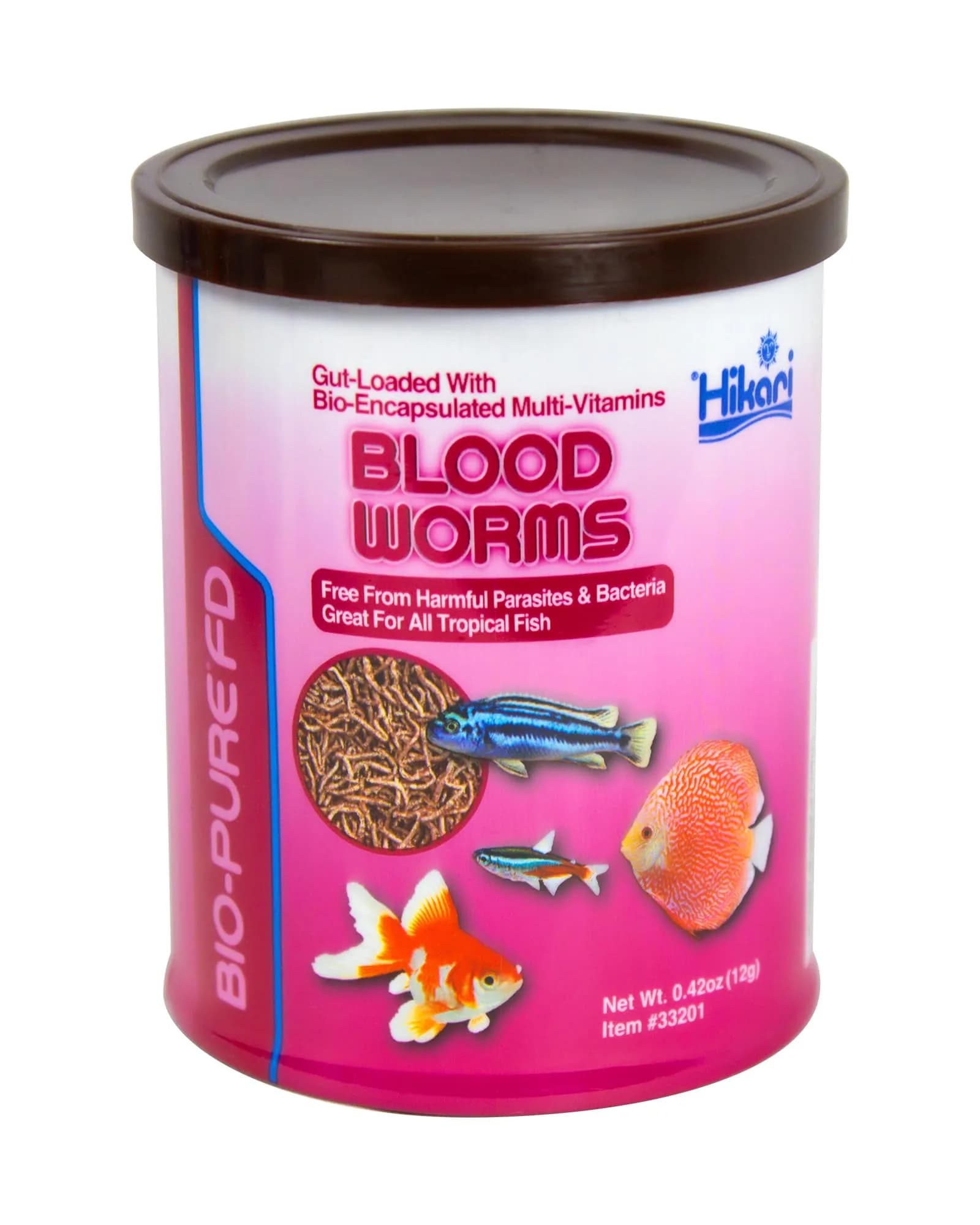 Hikari Bio-Pure Freeze Dried Blood Worms for Pets, 12g (0.42 oz) | All Life Stages Fish Food