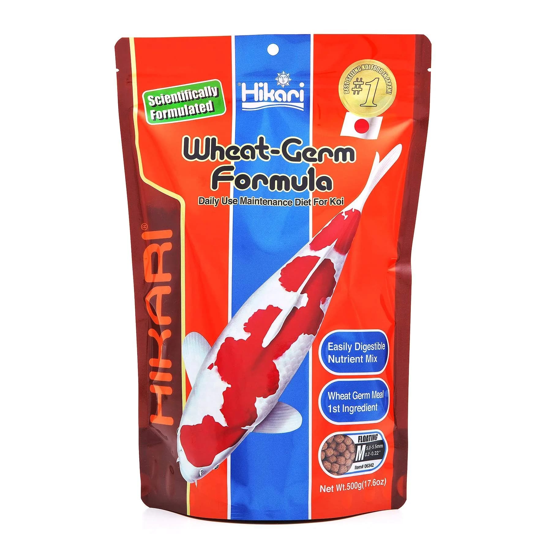 Hikari Wheat Germ Floating Pellets for Koi & Pond Fish, 500g (1.1 lb) | Daily Diet for Cooler Climates - main product image