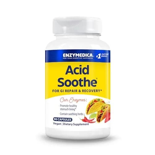 Enzymedica Acid Soothe Supplement for Women & Men - 90 Capsules | Digestive Support with Zinc Carnosine thumbnail 1