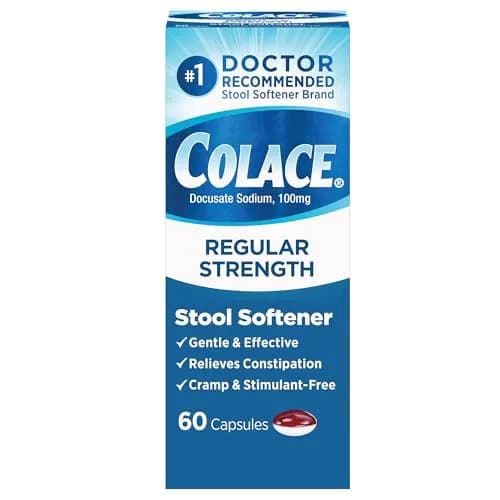 Colace Regular Strength Stool Softener Capsules 60 Count | Gentle Constipation Relief thumbnail 1