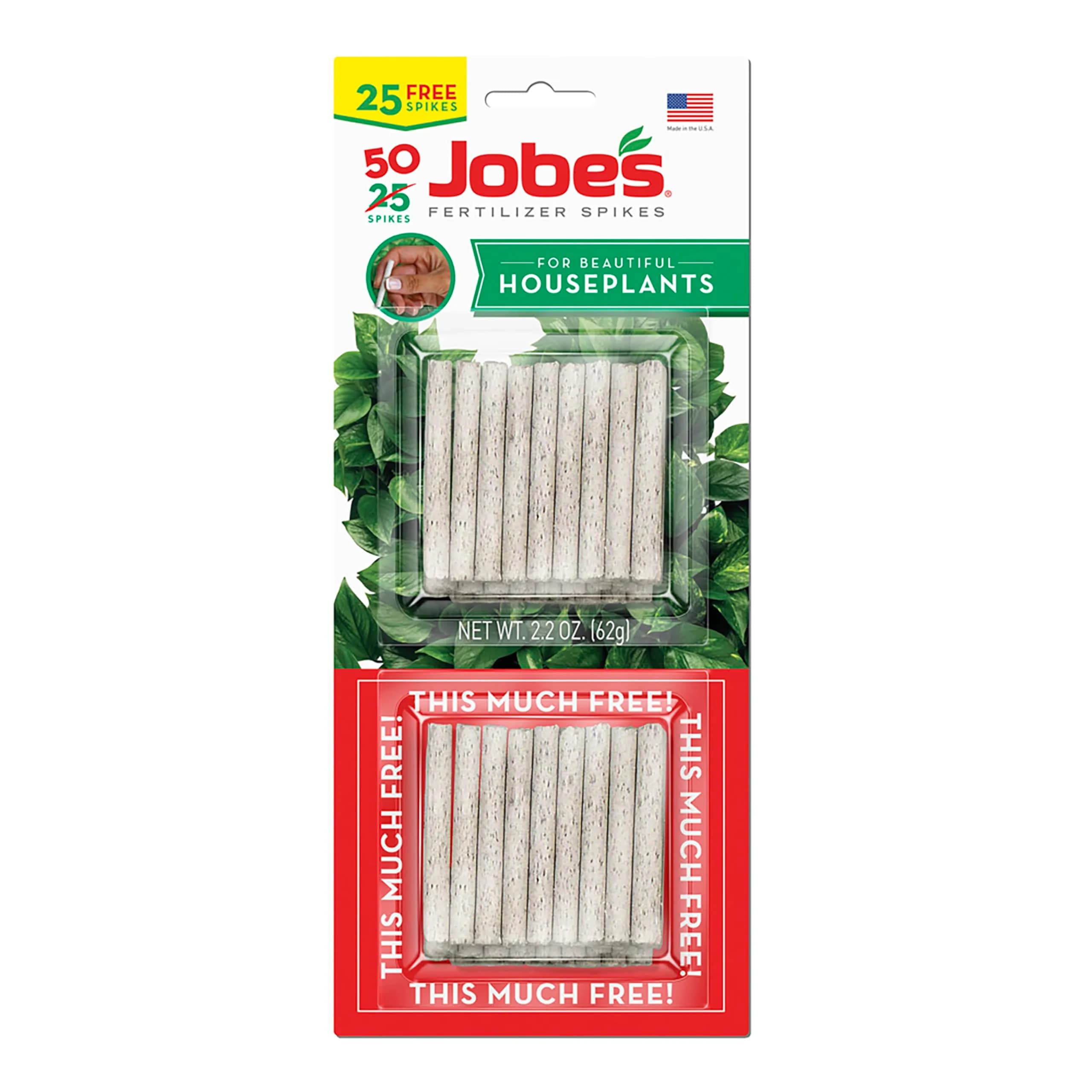 Jobe's Organics Fertilizer Spikes for Indoor Houseplants, 50 Count | 13-4-5 NPK for Blooms & Foliage