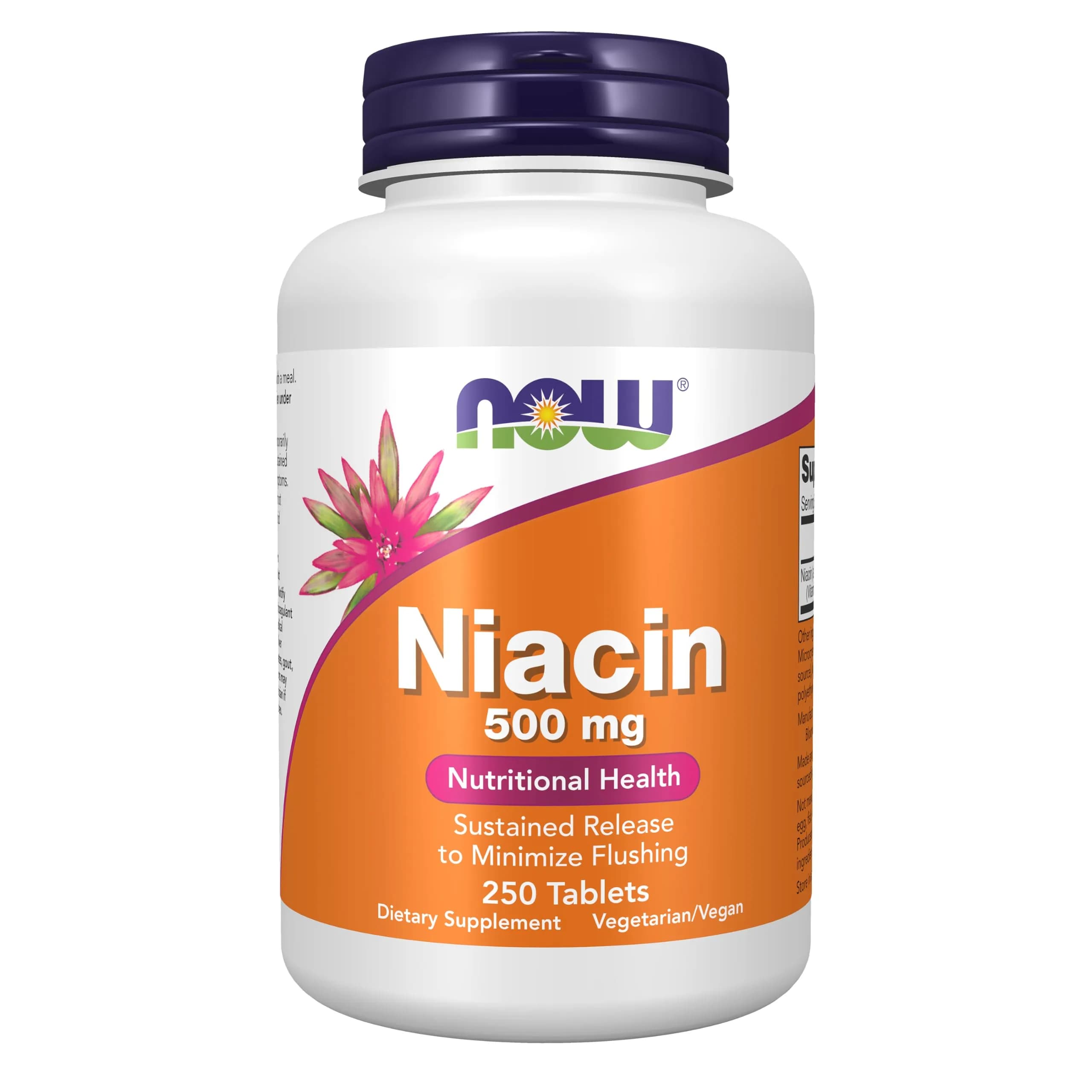 NOW Supplements, Niacin (Vitamin B-3) 500 mg, Sustained Release, 250 Tabs | Supports Heart & Skin Health - main product image