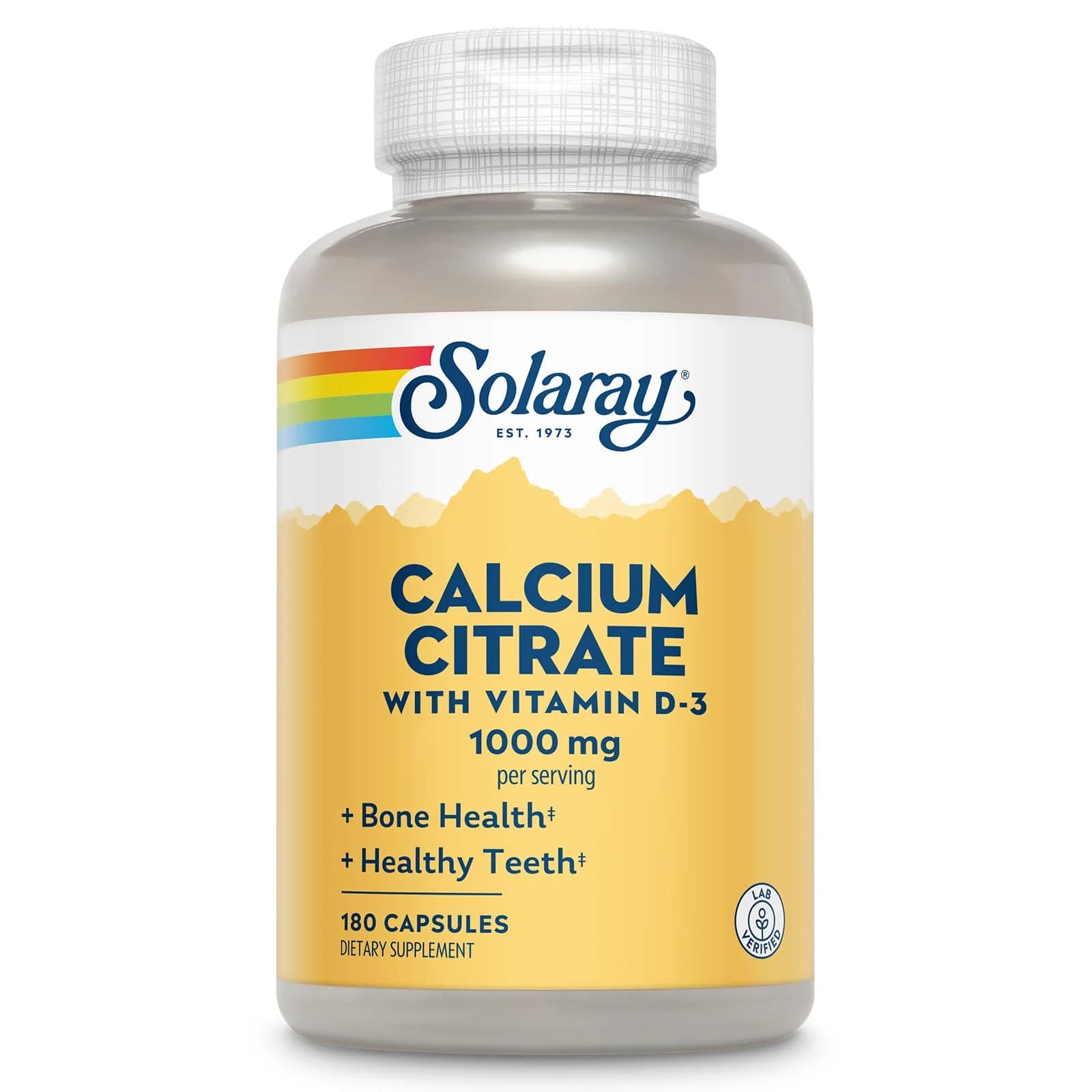 SOLARAY Calcium Citrate with Vitamin D3 1000 mg | Supports Bones & Teeth, Cardiovascular & Nerve Health - main product image