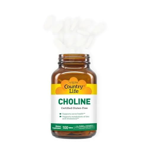 Country Life Choline 266mg Vegan Gluten Free Halal Tablets 100 Count | Supports Nerve Health & Metabolism thumbnail 6