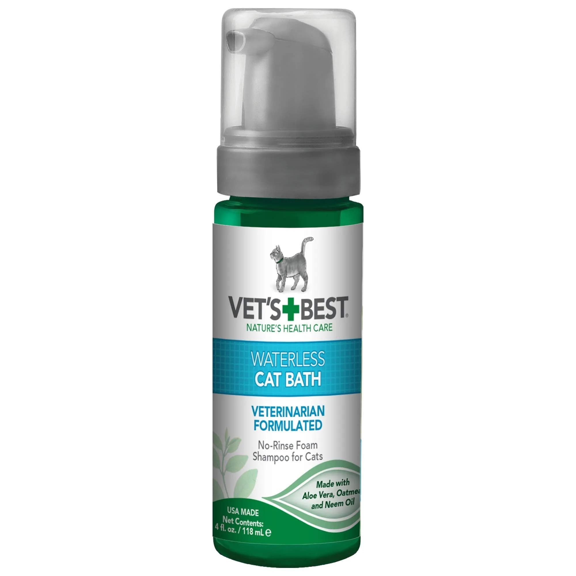 Vet's Best Waterless Cat Bath Dry Shampoo 4 oz | No-Rinse Formula for Sensitive Skin - main product image
