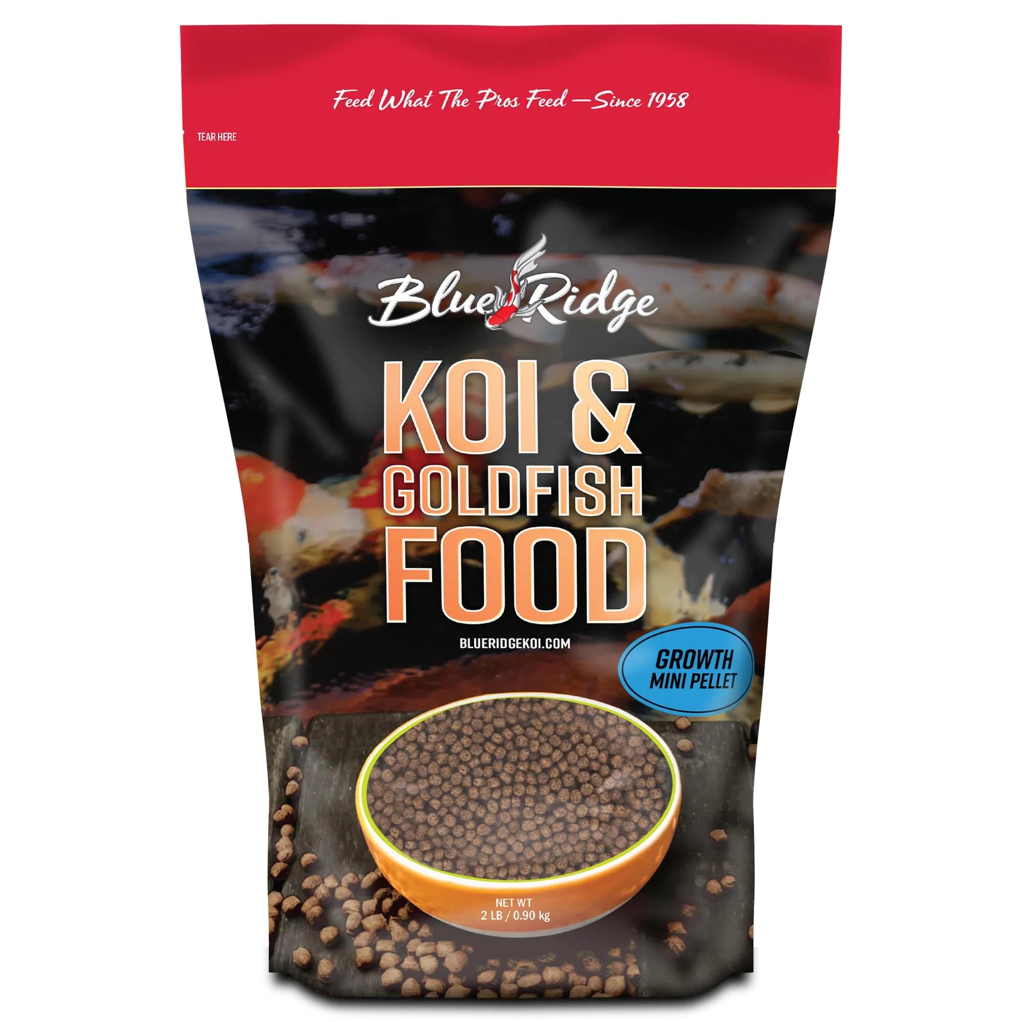 Blue Ridge Koi Fish Food 2lb - Mini Growth Formula Floating Pellets | Premium Koi & Goldfish Food for Ponds
