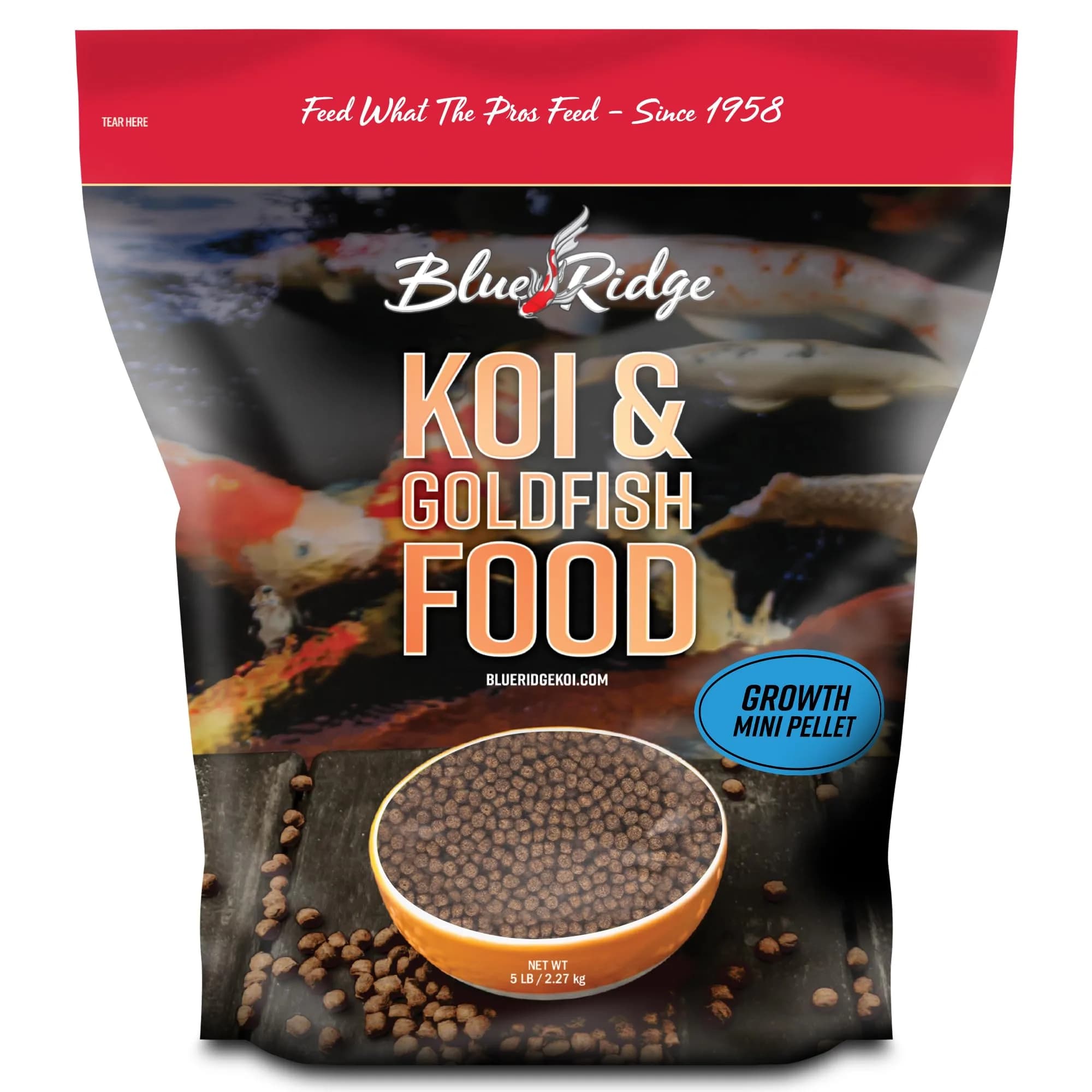 Blue Ridge Koi Fish Food, Growth Formula Mini, 1/8" Pellets, 5 lb (2.27 kg) | Supports Vibrant Color & Active Growth - main product image