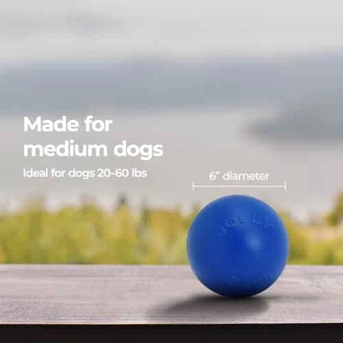 Jolly Pets Push-n-Play Ball Dog Toy 6 Inches Medium Blue | Durable Floating Fetch Toy for Energetic Dogs thumbnail 6