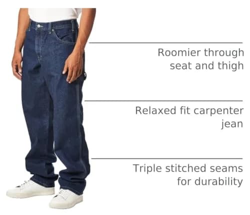Dickies Relaxed Fit Carpenter Jeans 46W x 30L | Heavyweight Denim for Work & Casual (120 chars) thumbnail 4