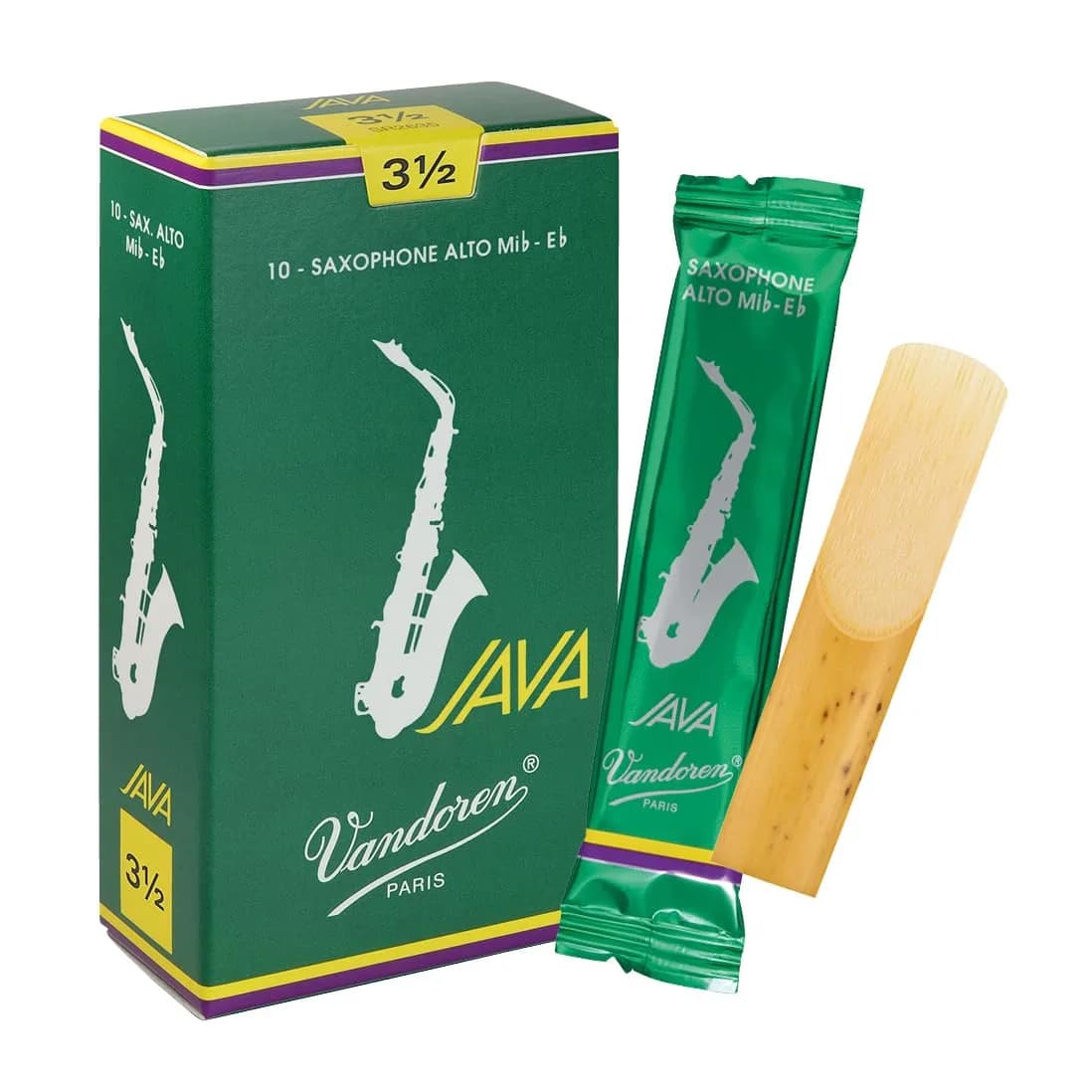 Vandoren JAVA Alto Sax Reeds Strength 2 (10 Pack) | Bright Sound, Immediate Response — Strength 3.5