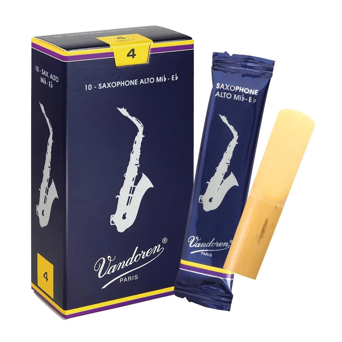 Vandoren Alto Sax Traditional Reeds Strength 4 (10-Pack) | High Response for All Registers