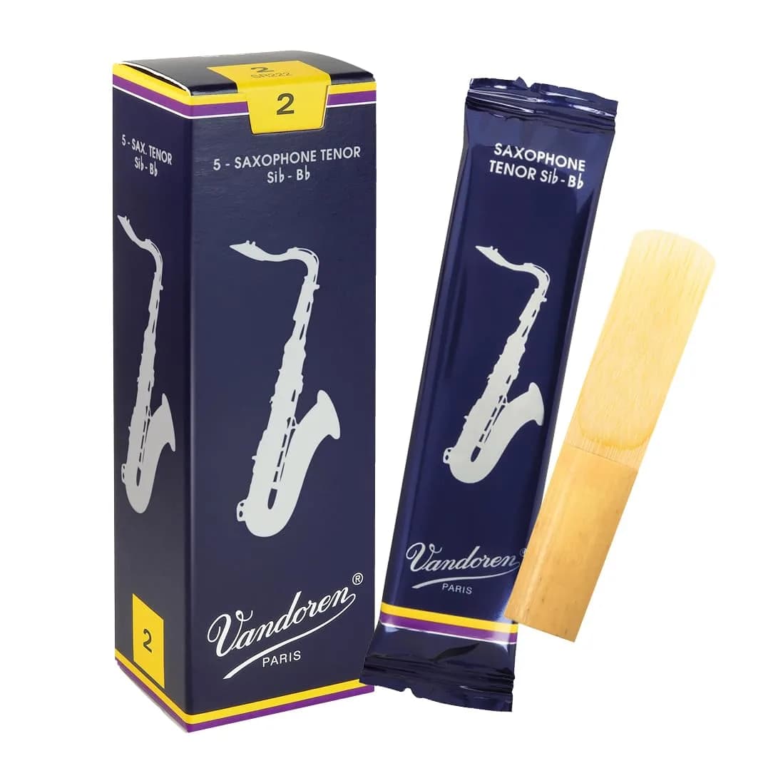 Vandoren Traditional Tenor Sax Reeds Strength 2 (5-Pack) | Premium Cane for All Registers