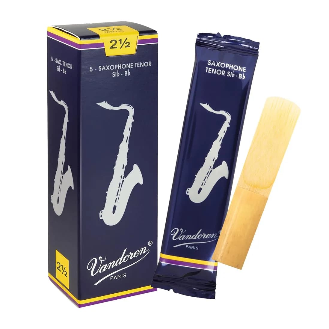 Vandoren Traditional Tenor Sax Reeds Strength 2.5 (Box of 5) | Pure Sound for Professionals - main product image