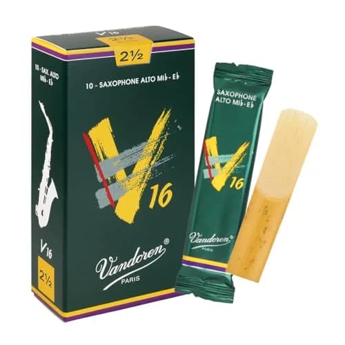 Vandoren V16 Alto Sax Reeds Strength 2.5 (10-Pack) | Brilliant & Percussive Sound thumbnail 1