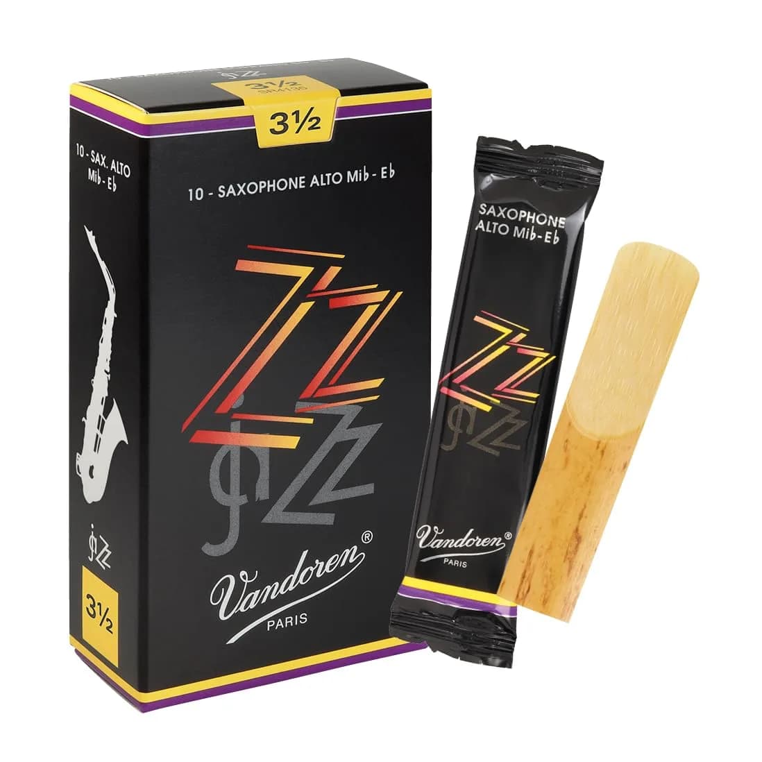 Vandoren ZZ Alto Sax Reeds Strength 3.5; Box of 10 | Jazz Tone & Response