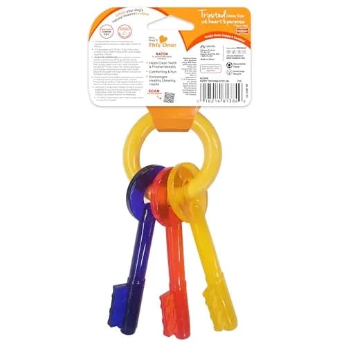 Nylabone Puppy Chew Teething Key Ring Dog Chew Toy, Bacon Flavor, Small | Soothes Gums & Cleans Teeth thumbnail 3