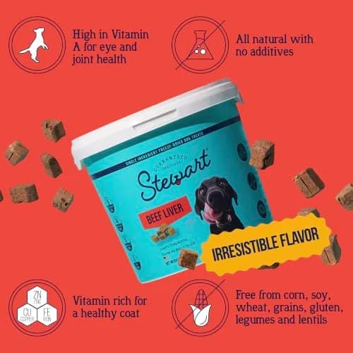Stewart Freeze Dried Beef Liver Dog Treats 4 oz (113 g) Tub | High Protein Training Reward thumbnail 2
