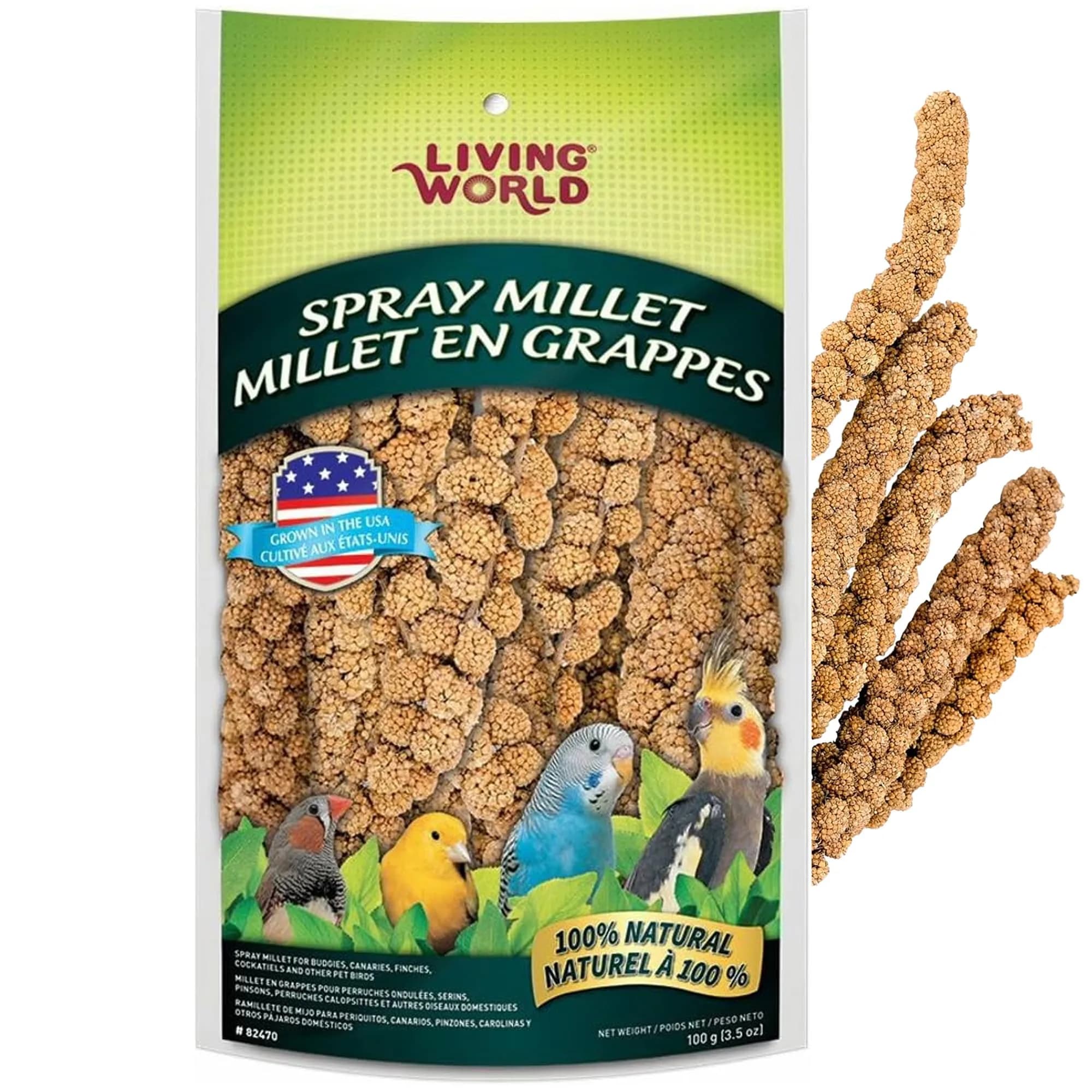 Living World Millet Spray for Birds 99g (3.5 Oz) | Natural, Additive-Free Treat for Parakeets, Finches, Canaries - main product image
