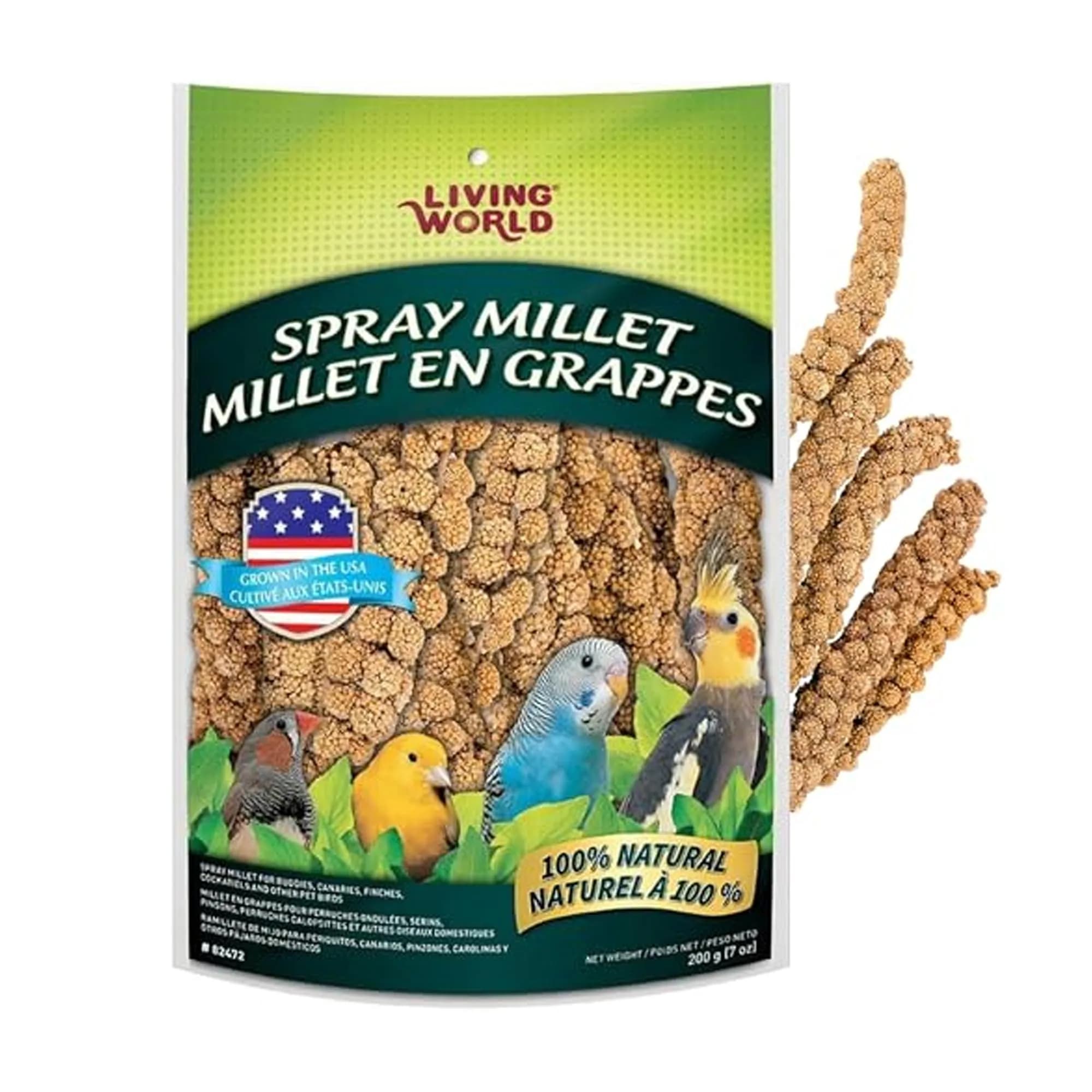 Living World Millet Spray for Birds 99g (3.5 Oz) | Natural, Additive-Free Treat for Parakeets, Finches, Canaries — 7 Oz