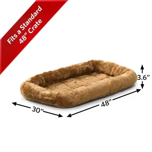 MidWest Homes for Pets QuietTime Bolster Dog Crate Bed 48" XL 122cm (47.84 x 29.53 x 3.15 inches) | Plush Faux Fur Comfort & Support thumbnail 4