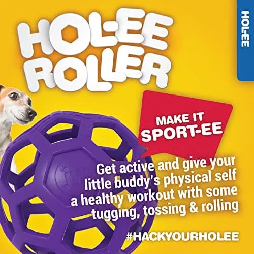 JW Hol-ee Roller Dog Toy 4.5in | Durable Rubber Puzzle Ball for Active Dogs thumbnail 5